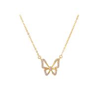 Cubic Zircon Micro Pave 925 Sterling Silver Necklace with 5CM extender chain Butterfly plated micro pave cubic zirconia & for woman Length Approx 45 cm Sold By PC
