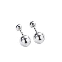 925 Sterling Silver Stud Earrings, plated, different size for choice & for woman, platinum color, Sold By Pair