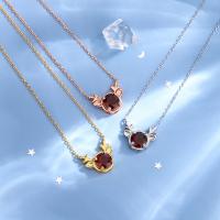 925 Sterling Silver Necklaces with Garnet with 5CM extender chain plated for woman Length Approx 45 cm Sold By PC