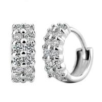 Cubic Zirconia Micro Pave Sterling Silver Earring 925 Sterling Silver plated micro pave cubic zirconia & for woman platinum color 3.5*12.6mm Sold By Pair
