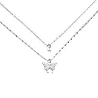 Cubic Zircon Micro Pave 925 Sterling Silver Necklace, with 5CM extender chain, Butterfly, plated, micro pave cubic zirconia & for woman, more colors for choice, Length:Approx 45 cm, Sold By PC