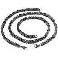 Edelstahl Schmucksets, Armband & Halskette, 304 Edelstahl, plattiert, für den Menschen, keine, 60cm,24cm, verkauft von setzen
