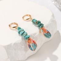 Iron Earring with brass wire & turquoise fashion jewelry & for woman nickel lead & cadmium free Sold By Pair