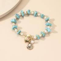 Zinc Alloy Bracelet with turquoise & Plastic Pearl fashion jewelry nickel lead & cadmium free Sold By PC