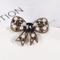 Hair Accessories DIY Findings Zinc Alloy with Plastic Pearl bowknot design & with rhinestone nickel lead & cadmium free Sold By PC