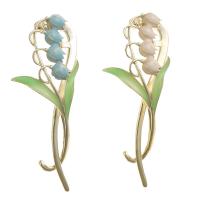 Zinc Alloy Hair Clip Tulip gold color plated Korean style & for woman & enamel 105mm Sold By PC