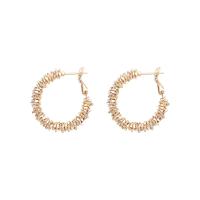 Brass Hoop Earring gold color plated for woman & hollow 40mm Sold By Pair