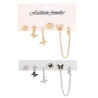 Zinc Alloy Earring Set with Resin Butterfly plated for woman & enamel & with rhinestone 9-48mm Sold By Set