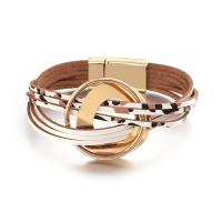 PU Leather Bracelet with Zinc Alloy multilayer & for woman Length Approx 7.8 Inch Sold By PC