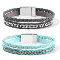 PU Leather Bracelet, with Copper, plated, multilayer & for woman, more colors for choice, Length:Approx 7.9 Inch, Sold By PC