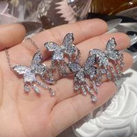 Brass Jewelry Set, Butterfly, platinum plated, different styles for choice & micro pave cubic zirconia & for woman, Sold By PC