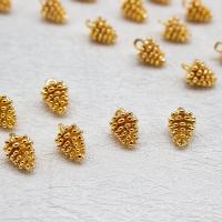 Bijoux pendentifs en laiton, Pomme de pin, Plaqué d'or 18K, DIY, doré, protéger l'environnement, sans nickel, plomb et cadmium, 11.50x8mm, Vendu par PC