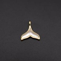 Brass Jewelry Pendants with White Shell Mermaid tail 18K gold plated DIY golden nickel lead & cadmium free Sold By PC