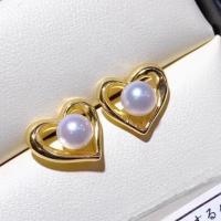 Orecchini perle d'acquadolci , perla d'acquadolce coltivata naturalmente, with lega in zinco, Cuore, gioielli di moda & per la donna, bianco, 5-6mm, Venduto da coppia