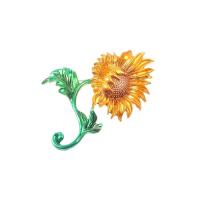 Zinc Alloy Brooches Sunflower gold color plated for woman & enamel nickel lead & cadmium free Sold By PC