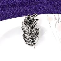 Zinc Alloy Brooches Feather gun black plated for woman & with rhinestone nickel lead & cadmium free Sold By PC