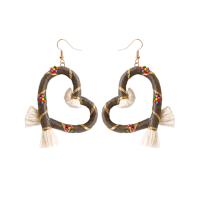 Earring Jewelry Cotton Thread with Seedbead & Zinc Alloy Heart handmade fashion jewelry & for woman Sold By Pair
