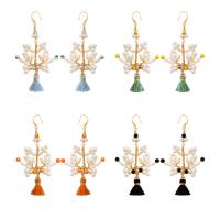 Brass Drop Earring, with Polyester Yarns & Crystal & Plastic Pearl, handmade, fashion jewelry & for woman, more colors for choice, 50x85mm, Sold By Pair
