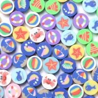 Polymer Clay Beads, Flat Round, mixed pattern & DIY, mixed colors, 10mm, Approx 1000PCs/Bag, Sold By Bag