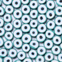 Mode Evil Eye Schmuck Perlen, Polymer Ton, flache Runde, DIY, gemischte Farben, 10mm, ca. 1000PCs/Tasche, verkauft von Tasche