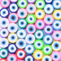 Mode Evil Eye Schmuck Perlen, Polymer Ton, flache Runde, DIY, gemischte Farben, 10mm, ca. 1000PCs/Tasche, verkauft von Tasche