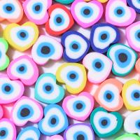 Mode Evil Eye Schmuck Perlen, Polymer Ton, Herz, DIY, gemischte Farben, 10mm, ca. 1000PCs/Tasche, verkauft von Tasche