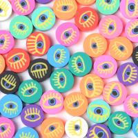 Fashion Evil Eye Jewelry Beads, Polymer Clay, Flat Round, DIY, mixed colors, 10mm, Approx 1000PCs/Bag, Sold By Bag