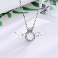 Cubic Zircon Micro Pave Brass Necklace, with 1.97inch extender chain, Angel Wing, plated, fashion jewelry & micro pave cubic zirconia & for woman, more colors for choice, nickel, lead & cadmium free, Length:Approx 15.74 Inch, Sold By PC