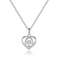 Cubic Zircon Micro Pave Brass Necklace, with 1.97inch extender chain, Heart, plated, fashion jewelry & micro pave cubic zirconia & for woman, more colors for choice, nickel, lead & cadmium free, Length:Approx 15.74 Inch, Sold By PC