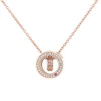 Cubic Zircon Micro Pave Brass Necklace with 1.97inch extender chain rose gold color plated fashion jewelry & micro pave cubic zirconia & for woman nickel lead & cadmium free Length Approx 15.74 Inch Sold By PC