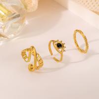 Zinc Alloy Ring Set gold color plated three pieces & fashion jewelry & for woman golden nickel lead & cadmium free Sold By Set