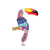Zinc Alloy Brooches Parrot Unisex & enamel & with rhinestone nickel lead & cadmium free Sold By PC