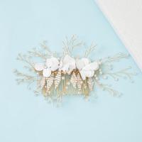 Decorative Hair Combs Zinc Alloy with Seedbead & Crystal & Plastic Pearl handmade fashion jewelry & for woman silver color nickel lead & cadmium free Sold By PC