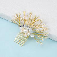 Decorative Hair Combs, Tibetan Style, with Crystal & Plastic Pearl, handmade, fashion jewelry & for woman, more colors for choice, nickel, lead & cadmium free, 120x90mm, Sold By PC
