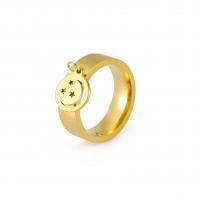 Stainless Steel Finger Ring 304 Stainless Steel Moon Vacuum Ion Plating fashion jewelry & for woman & hollow Sold By PC