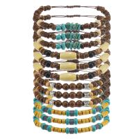 Fashion Bracelet & Bangle Jewelry Coco with turquoise & Wax Cord & Wood & Zinc Alloy 12 pieces & Bohemian style & adjustable & for man mixed colors Inner .2-6.2cm Sold By Set