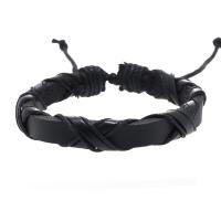 PU Leather Cord Bracelets with Wax Cord handmade vintage & adjustable & for man Length Approx 18-23 cm Sold By PC