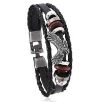 PU Leather Cord Bracelets PVC Leather with PU Leather & Zinc Alloy Eagle plated punk style & for man Length 22 cm Sold By PC