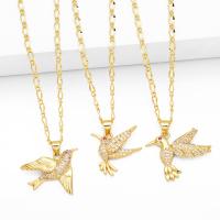Cubic Zircon Micro Pave Brass Necklace with 5cm extender chain Bird plated fashion jewelry & micro pave cubic zirconia nickel lead & cadmium free Length 45 cm Sold By PC