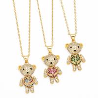 Cubic Zircon Micro Pave Brass Necklace, with 5cm extender chain, Bear, plated, fashion jewelry & micro pave cubic zirconia, more colors for choice, nickel, lead & cadmium free, 31x15mm, Length:45 cm, Sold By PC