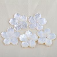 Natural White Shell Perler, Flower, du kan DIY, hvid, 10.60x2.10x2.20mm, Solgt af PC
