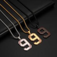 Stainless Steel Jewelry Necklace, 304 Stainless Steel, Number 9, plated, fashion jewelry & for man & enamel, more colors for choice, nickel, lead & cadmium free, Length:Approx 60 cm, Sold By PC