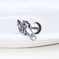 Titanium Steel  Earring, plated, fashion jewelry & for woman, original color, nickel, lead & cadmium free, 8x16mm, Sold By PC