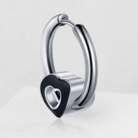 Boucle d'oreille Acier Titane, bijoux de mode & pour femme, argent, protéger l'environnement, sans nickel, plomb et cadmium, 24x10mm, Vendu par PC