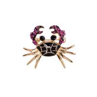 Tibetan Style Brooches, Crab, plated, Unisex & enamel & with rhinestone, purple, Sold By PC