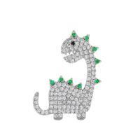 Tibetan Style Brooches, Dinosaur, plated, Unisex & with rhinestone, more colors for choice, 34x25mm, Sold By PC