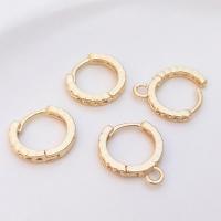 Brass Hoop Earring Components real gold plated DIY gold 12.50mm Sold By Pair