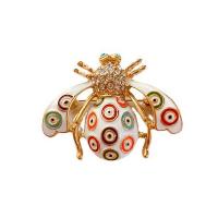 Zinc Alloy Brooches with Plastic Pearl Bee plated Unisex & enamel & with rhinestone Sold By PC