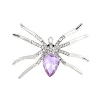 Tibetan Style Brooches, Spider, plated, Unisex & with rhinestone, purple, 45x45mm, Sold By PC