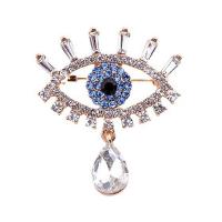Tibetan Style Brooches, plated, for woman & with rhinestone, golden, 36x45mm, Sold By PC